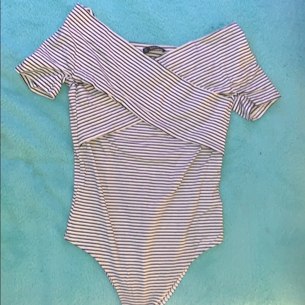 Black and white striped bodysuit